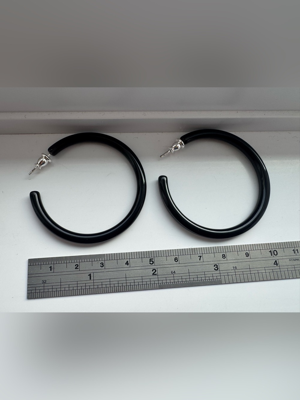 Black Hoop Earrings • Minimal acetate Hoops